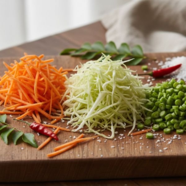 Thoran cut (Carrot, Beans, Cabbage)